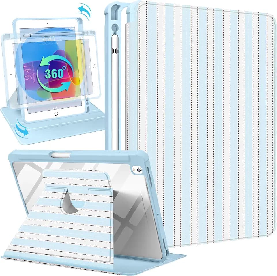 Uppuppy for iPad Case Fold, for iPad 7/8/9th/Pro 10.5/Air 3rd, BW Stripes