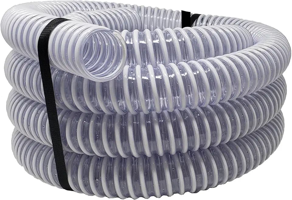 Sealproof 1.5" Pool Filter Pump Connection Hose for Above Ground Pools, 20 FT x 1-1/2 Inch Premium Quality Kinkproof PVC, Made in USA | Cut to Desired Length, Includes 4 Hose Clamps