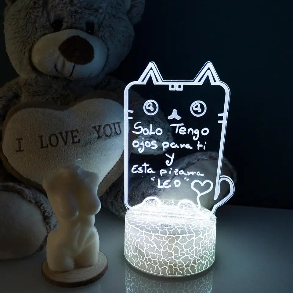 Personalisierte Lampe zum Schreiben von Nachrichten, LED-Tafel mit Fernbedienung und Marker, Geschenk für Damen, Herren, Kinder, weiches Nachtlicht (CATBOARD)