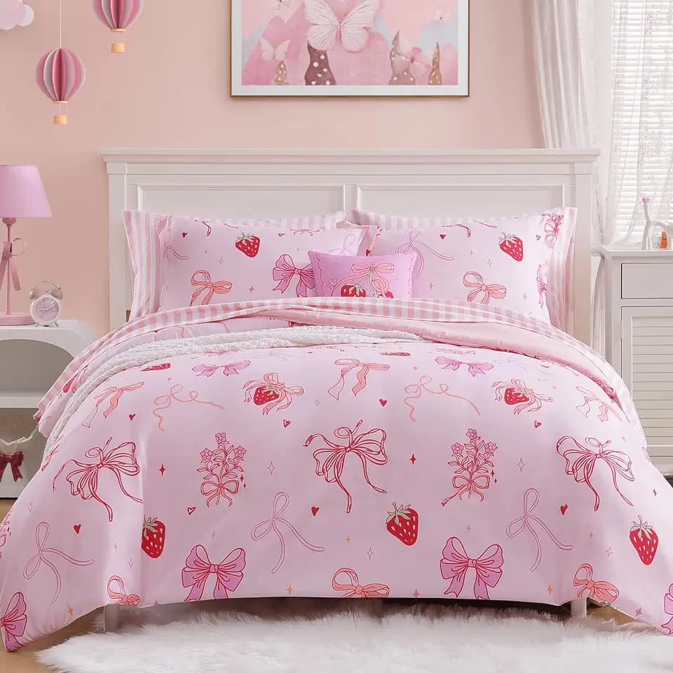 Twin Comforter Set with Sheets for Girls-5 Pieces Twin Bedding Sets Printed