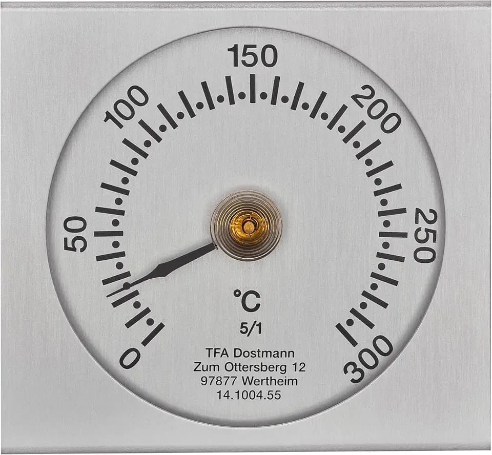 TFA Dostmann Analoges Backofenthermometer, 14.1004.60, aus Metall, hitzebeständig, für jeden Backofen geeignet, silber