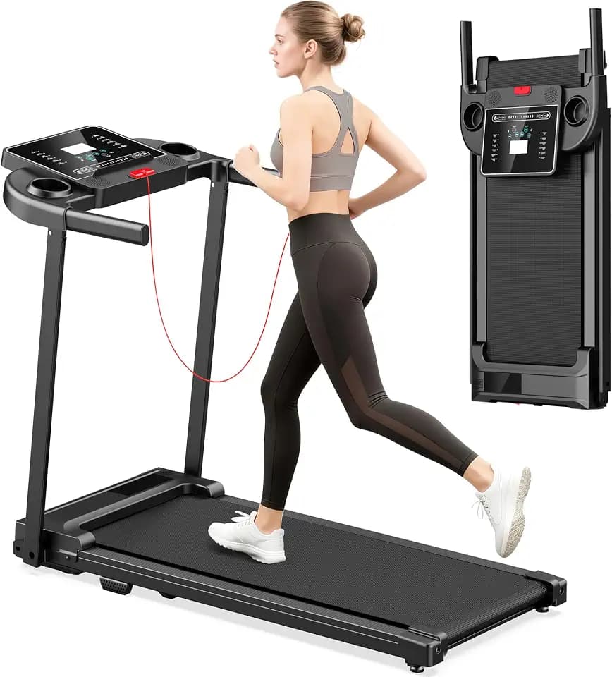 Treadmills for Home Walking Pad Machine Foldable Treadmill with Handle Bar for Running Jogging Gym Compact Portable Small Caminadora Electrica Folding Tred Mills & Queit Motor LED Dispay Pcrignbm