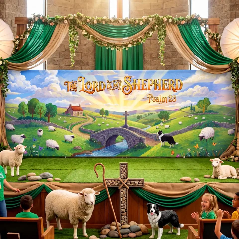 Tingjoo 18 x 6ft VBS Decoration Shepherd Emerald,Sheep Farm