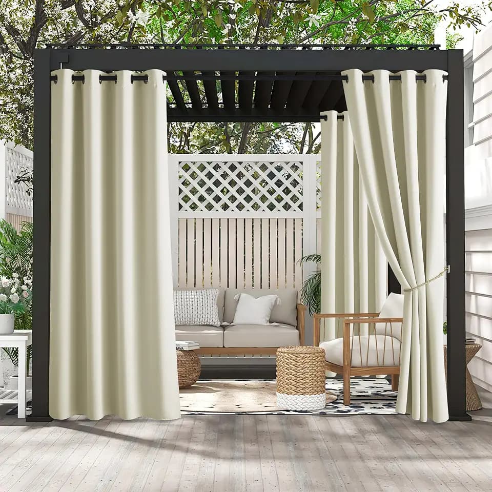 RYB HOME 2 Panels Fade Resistant Outdoor Curtains for Waterproof Blackout