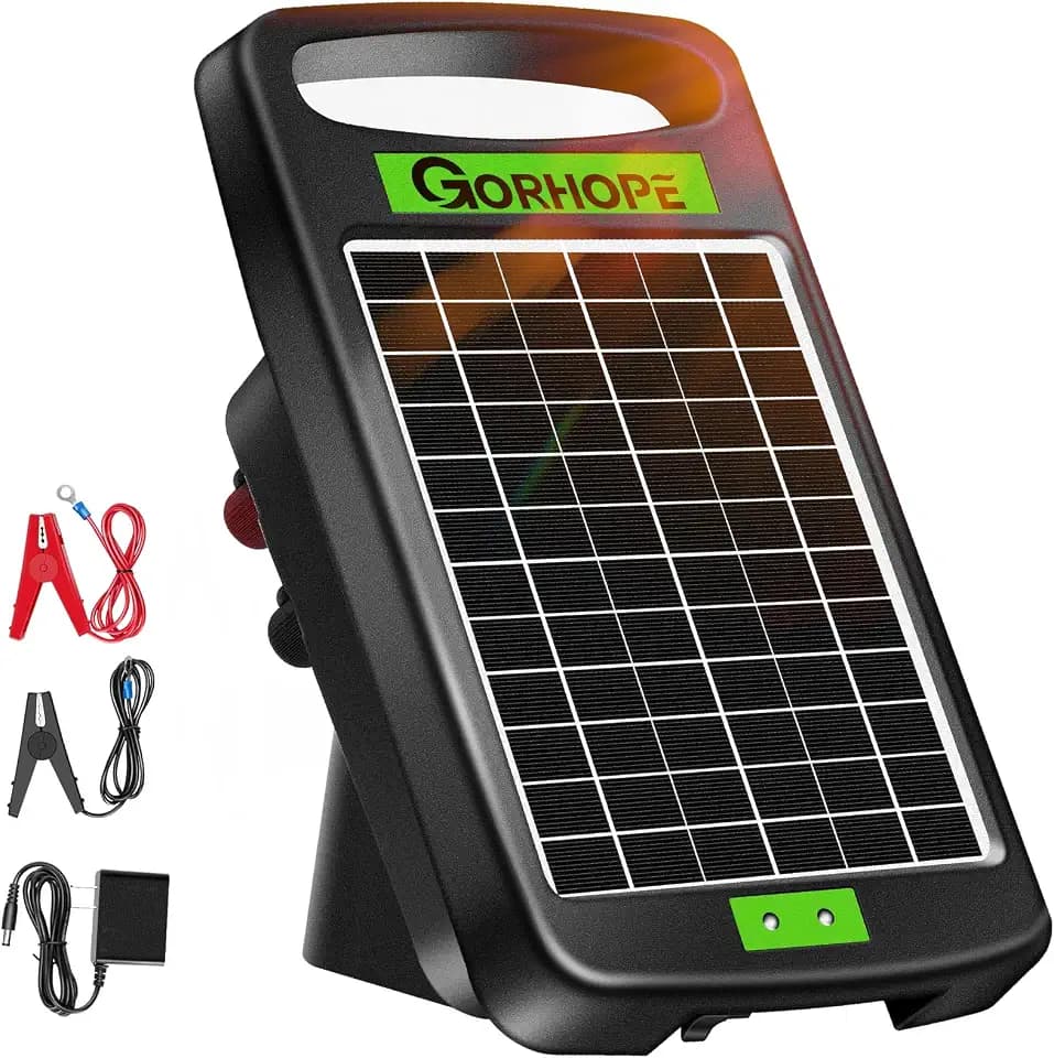 10 Miles Solar Electric Fence Charger,0.18J Powered 24-Hour Protection