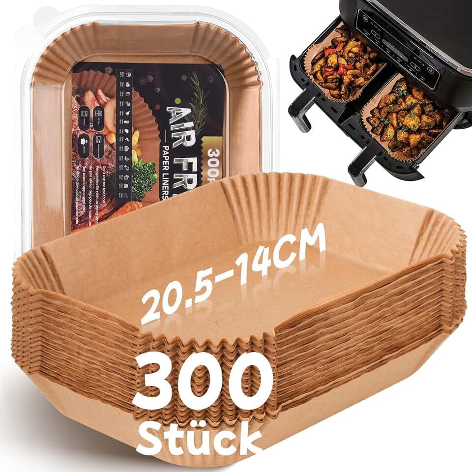 Backpapier für Heißluftfritteuse mit Doppelkammer für Dual Zone, 20,5x14CM