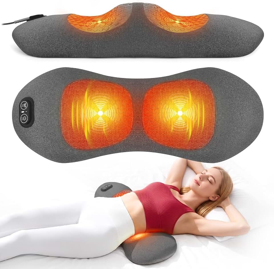 Lumbar Support Pillow, Back Massager with Heat, Vibration & Auto Air Lift