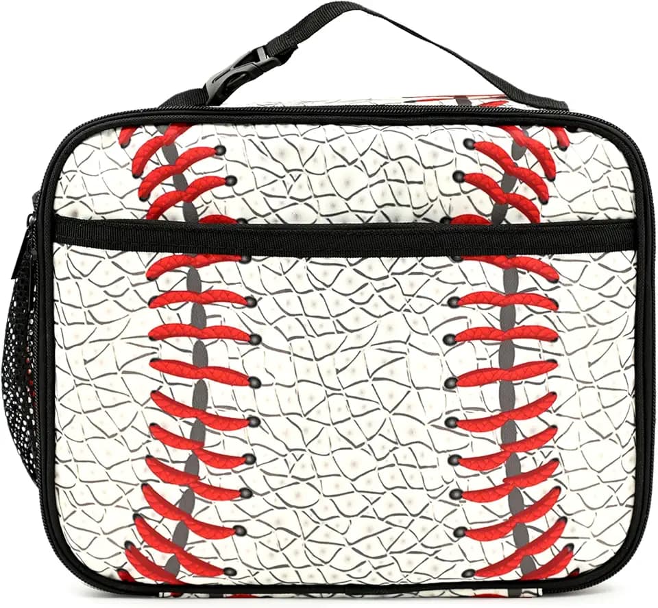 Baseball Insulated Lunch Box Reusable Lunch Bag Women Men Cooler Tote Bag For Kids Boys Girls Work Picnic School Office