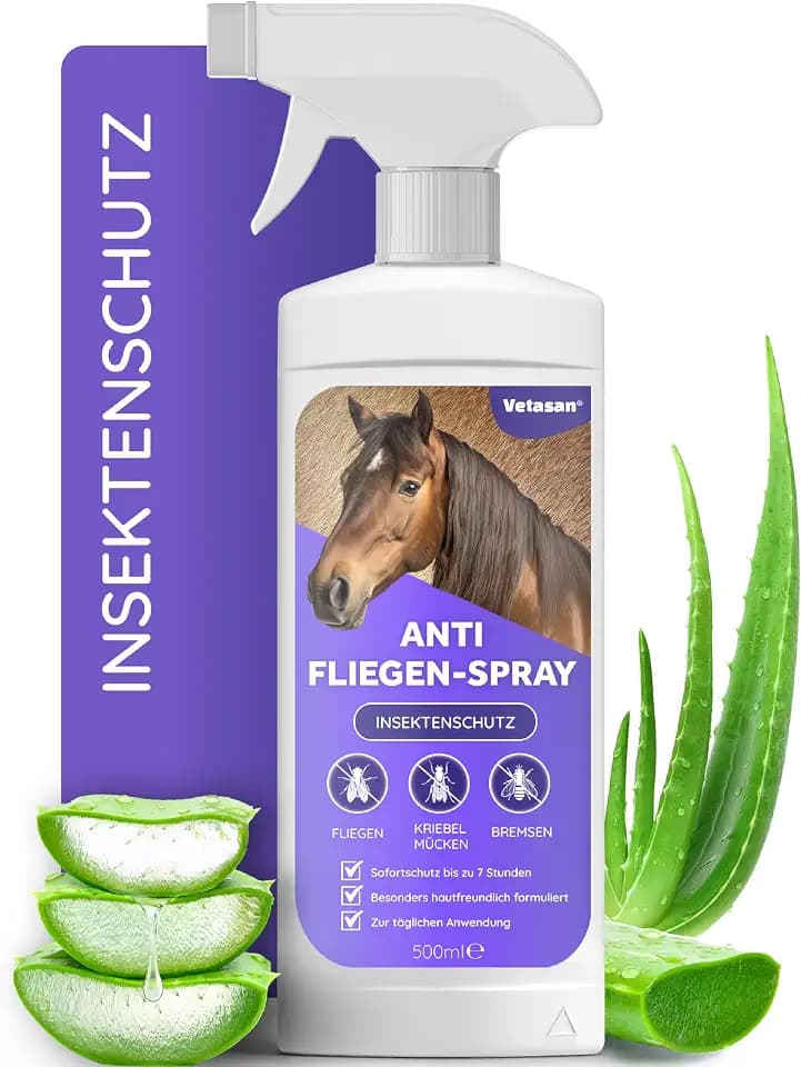 Anti Fliegenspray Pferd 500ml I Insektenspray Pferde gegen Fliegen, Bremsen & Mücken I Insektenschutz Spray für Fliegenschutz Pferdezubehör
