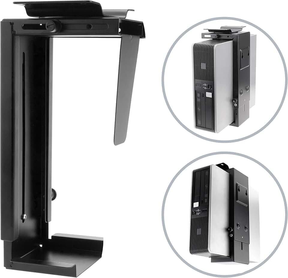 PRIMEMATIK AC65-0002-VCES - Computergehäuse oder verstellbare Wandbefestigung (88-203 mm), Schwarz