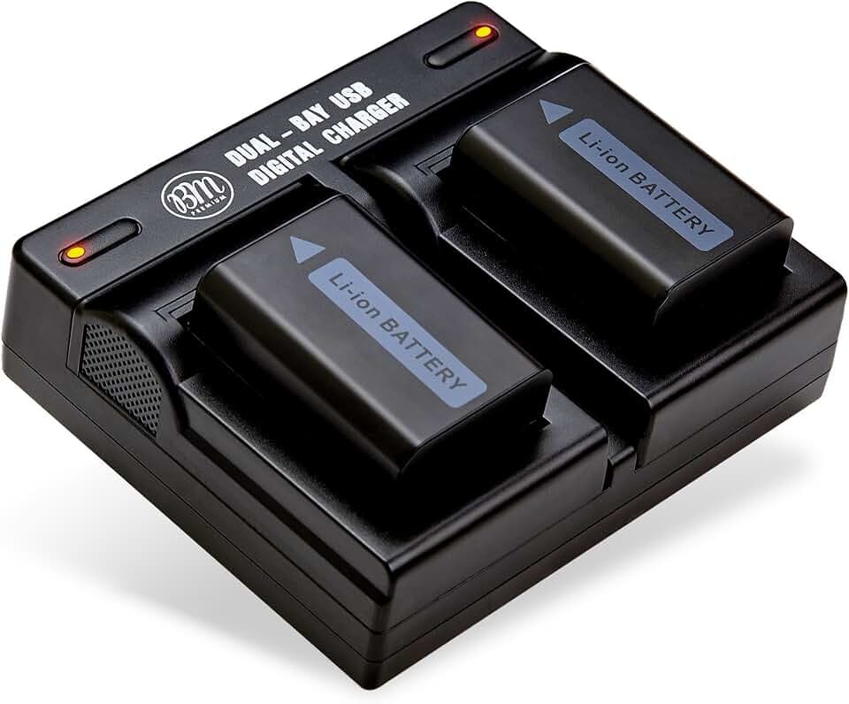 BM Premium 2 NP-FW50 Batteries 1500mAh and Fast Dual Bay Charger for Sony ZV-E10, A6100, A6400, DSC-RX10 IV, DSC-RX10 II, RX10 III, A7 II, Alpha 7R, a7R, A7s II, a3000 a5000 a5100 a6000 a6300 a6500