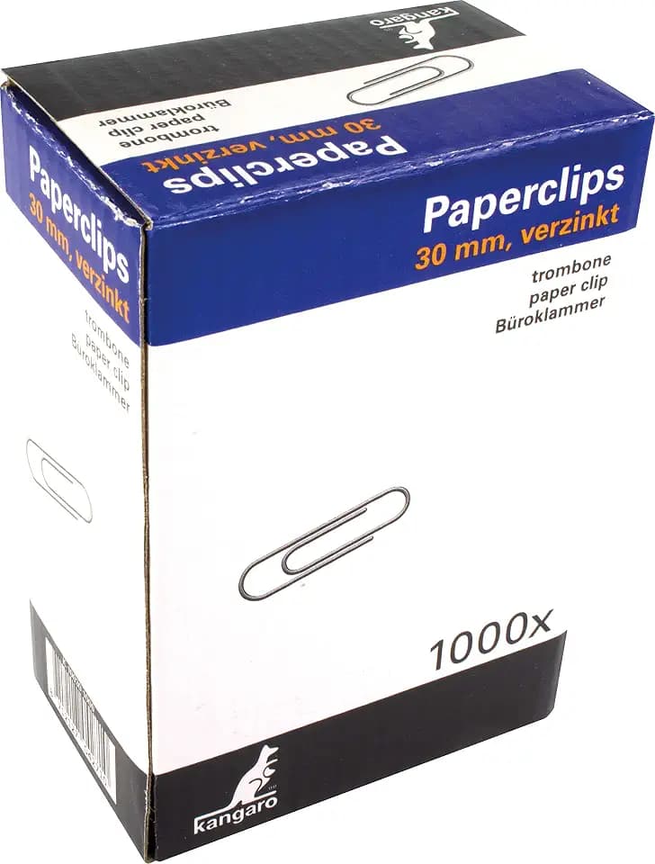 Briefklammern Kangaro 30 mm rund Box 1000 Stück, verzinkt