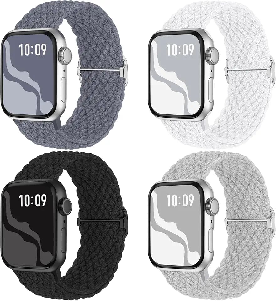 4 Pack Braided Stretchy Band Compatible with Apple Watch Bands Women Men