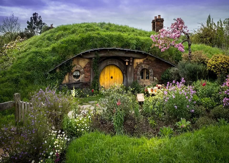 BELECO 8x6ft Fabric Hobbiton Cave Backdrop Matamata Rural Living Cabin for Hobbit Decoration Background Banner for Ring Lord Fans Party Decorations Birthday Photoshoot Photo Props