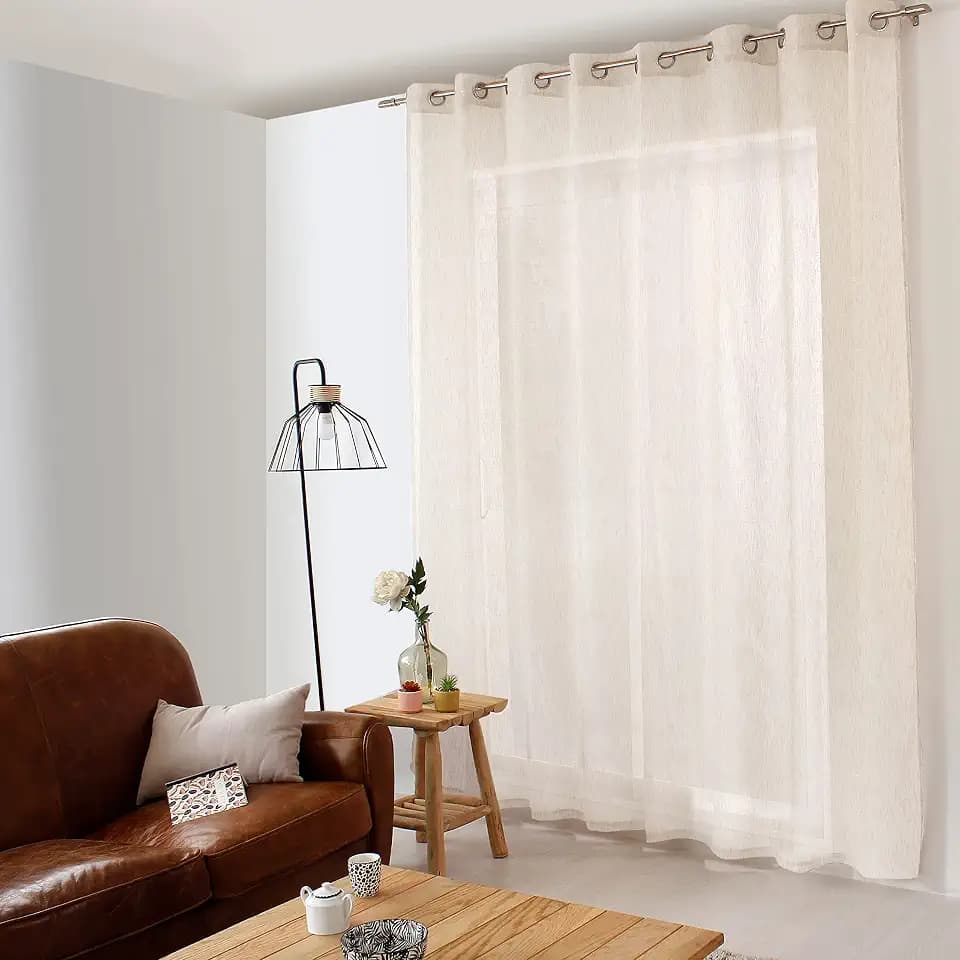 Vorhang, XXL, mit Ösen, 300 x 240 cm, Ecru, Leineneffekt, große Breite, schützt vor äußeren Blicken, für Wohnzimmer, Haus, Schlafzimmer, Fenster, halbtransparent, Kollektion Maya, Enjoy Home