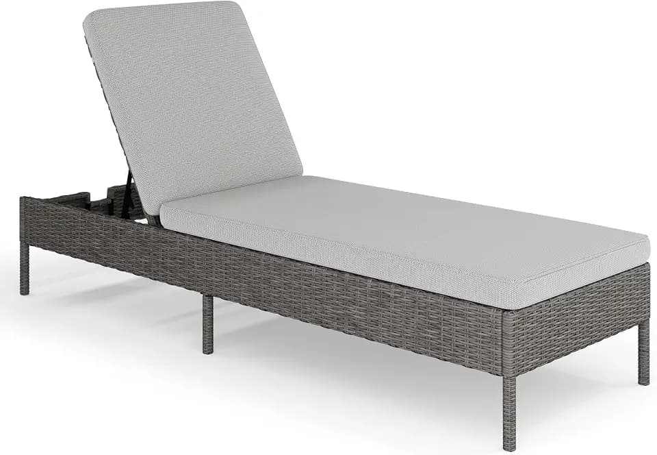 Martha Stewart Bedford Adjustable Patio Chaise Lounge Chair, Gray