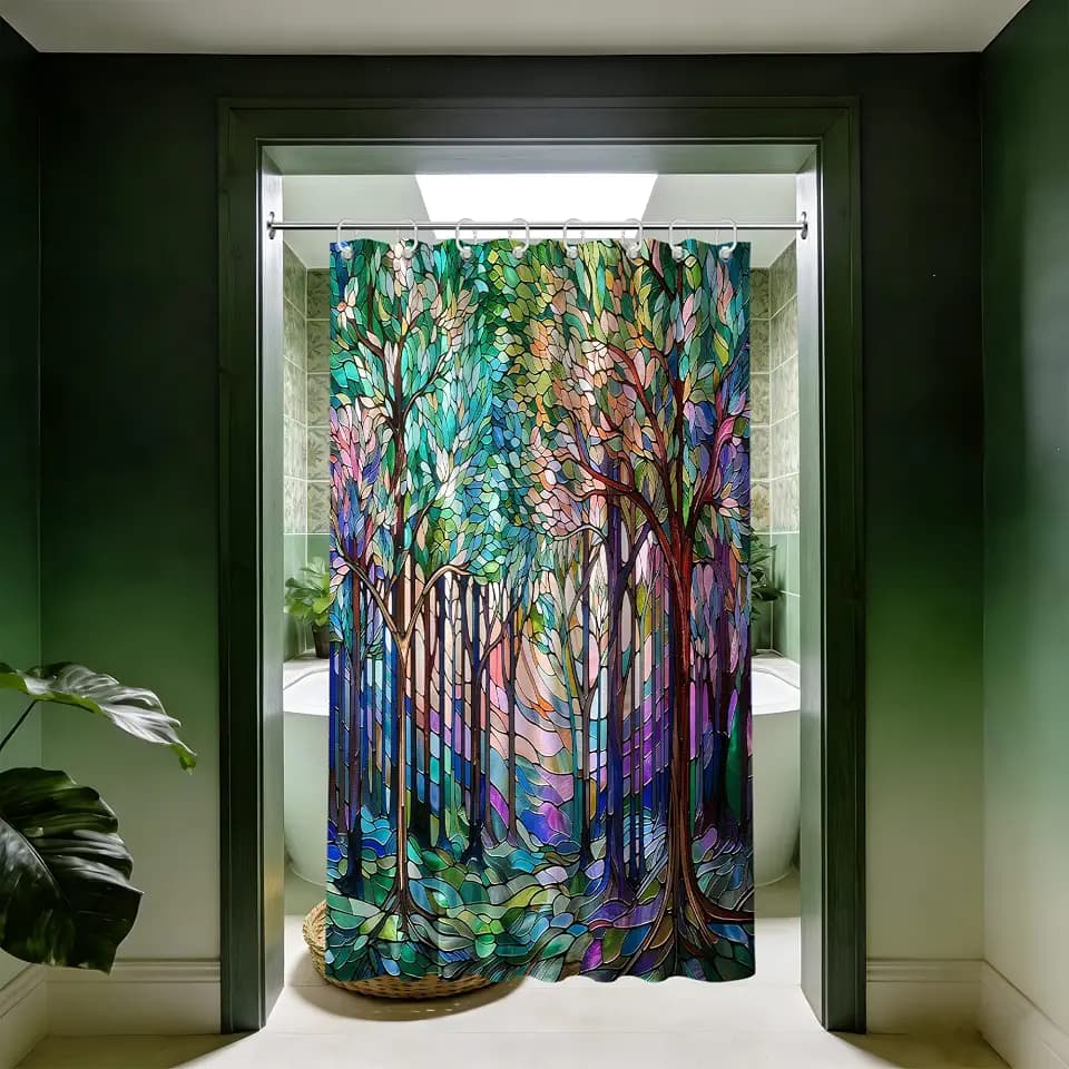 Small Stall Narrow Shower Curtain Dopamine Art Stand Up, 48 x 72 in
