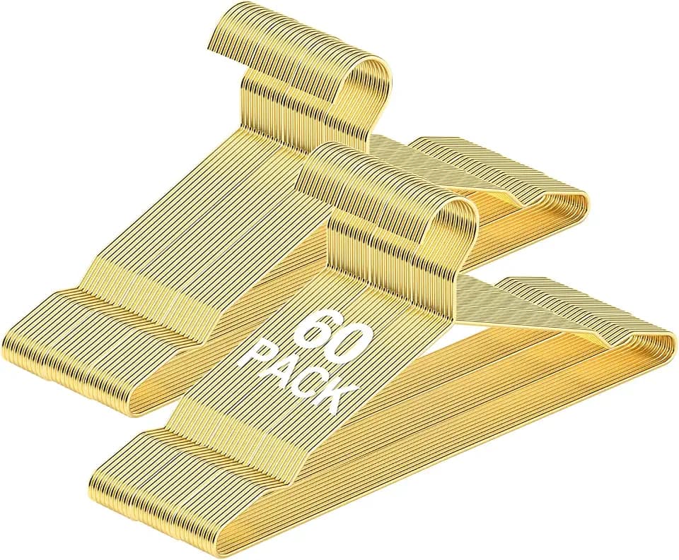 SPECILITE Metall Kleiderbügel 60 Stück, Kleiderbügel Gold, Bügel Gold