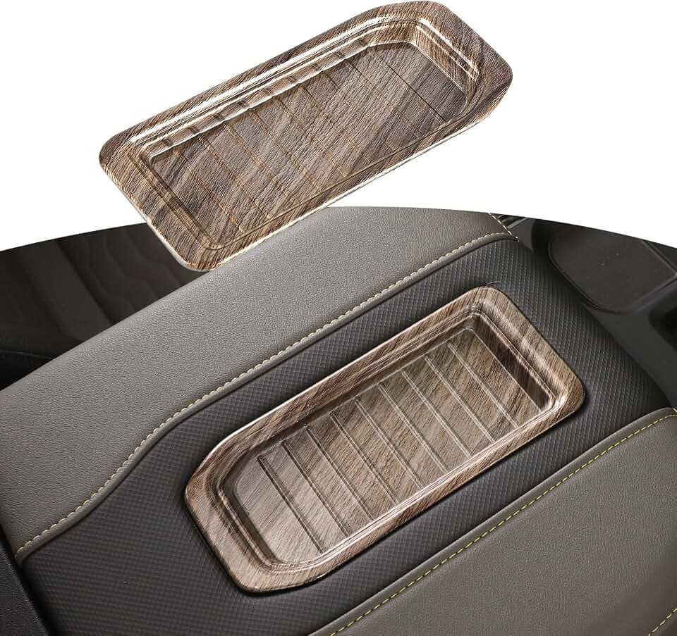 RT-TCZ for Silverado Armrest Box Tray Trim Cover, Wood Grain Interior Accessories Compatible with Chevy Tahoe 2021 Up Suburban 2020 Up Silverado 2019 Up for GMC Yukon 2021 Up Sierra 2019 Up