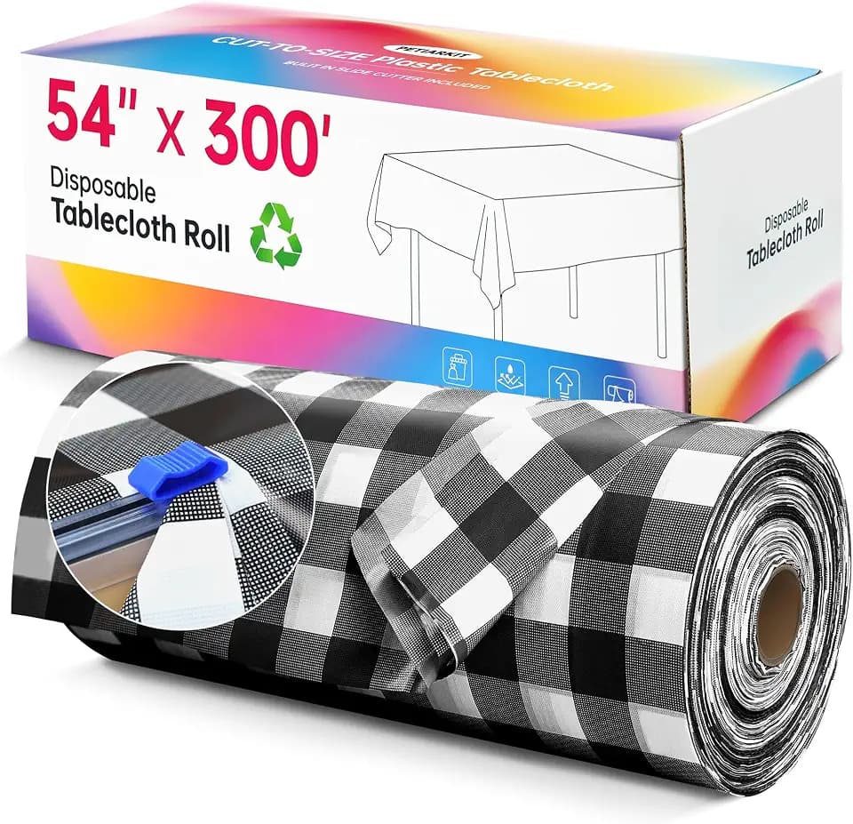 Plastic Table Cloth Disposable, 54In X 300Ft Table Cover Roll