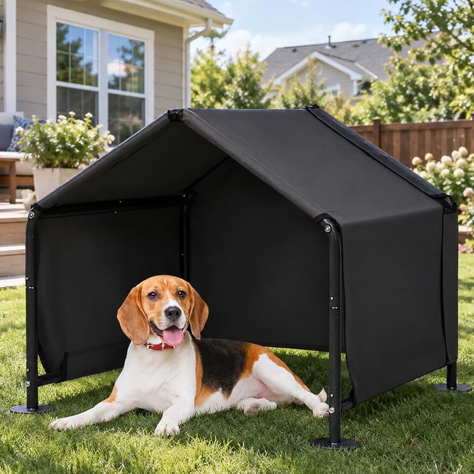 Dog Shade Canopy Outdoor, 29.5”x25.6”x25.6” Dog House for Small Dog