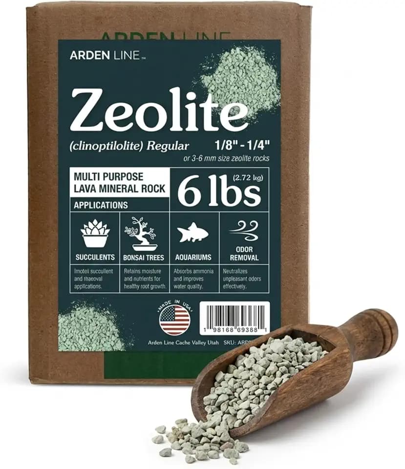 Zeolite Regular 6 lbs, Clinoptilolite 1/8"–1/4" (3–6 mm), Soil Amendment for Succulents, Bonsai & Plants, Improves Drainage and Moisture Balance, Decorative and Aquarium Use