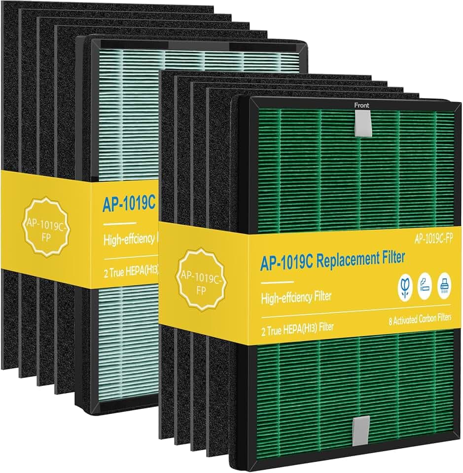 AP-1019C Ersatzfilter kompatibel mit Coway Airmega 150 Luftreinigern, Teilenummer AP-1019C-FP, 2 grüne True HEPA und 8 Aktivkohlefilters