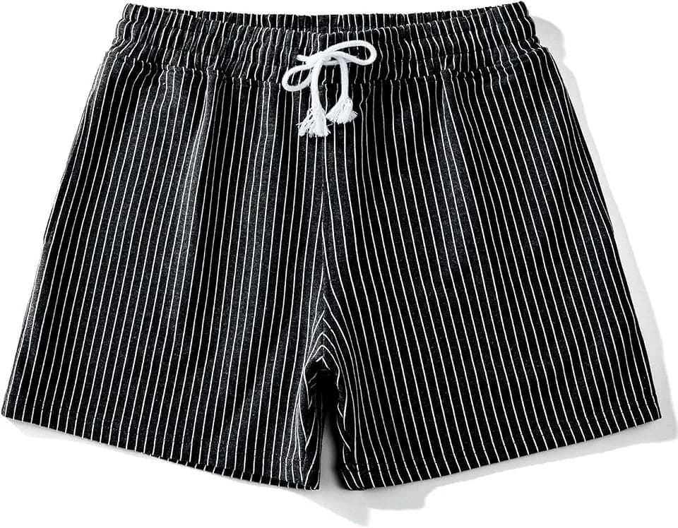 Men's 5" Striped Terry Shorts Cotton Stretch with Pockets