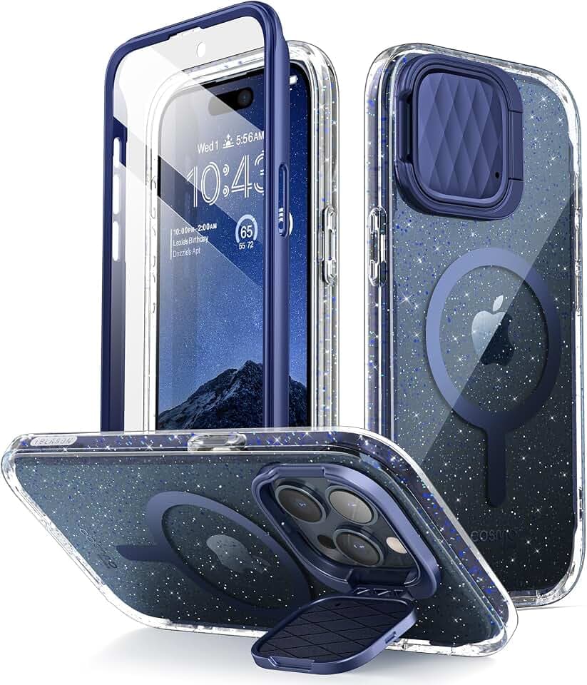 i-Blason for iPhone 15 Pro Max Case MagSafe with Camera Cover Stand, Blue