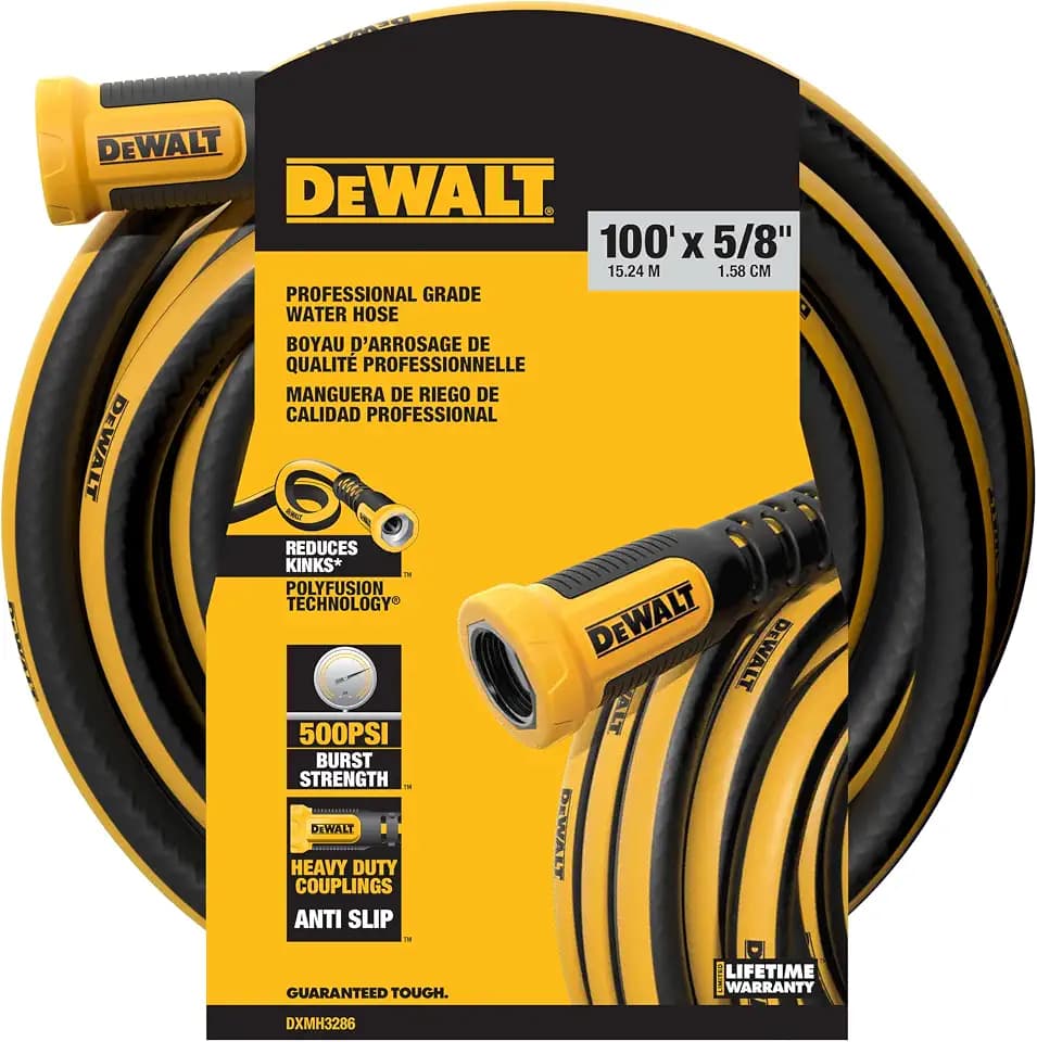 DEWALT Professional Grade Heavy Duty Garden Hose 100 Feet x 5/8 Inch