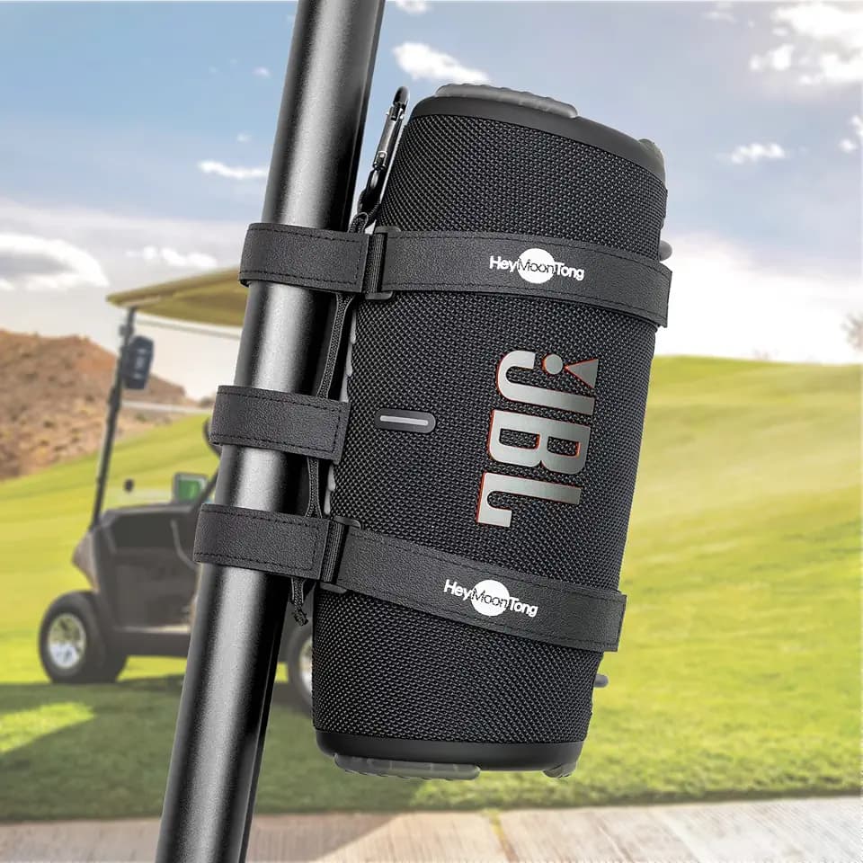 Big Portable Speaker Mount for Large Bluetooth Speakers with 12''-20'' Circumference, Waterproof Adjustable Strap Accessory Holder Fits UTV Golf Cart Bike or Boat Railing/Cross bar/Frame