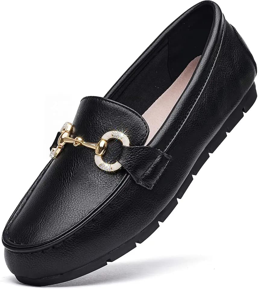 Women's Knit Slip On Loafers - Breathable Mesh Flats with Memory Foam Insole & Arch Support, Non-Slip Comfortable Shoes for Work Office Commute, Driving, Casual Daily Walking (Wide Foot Friendly)