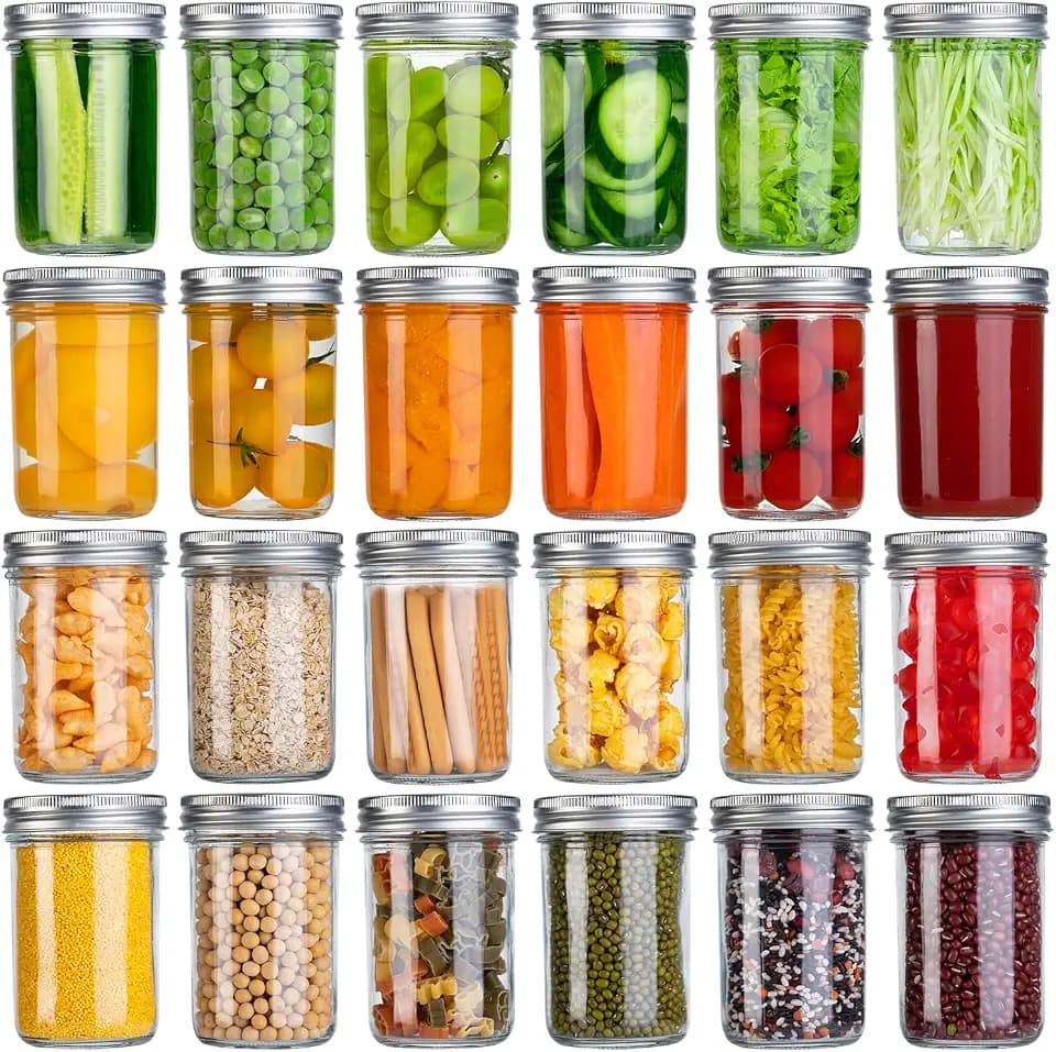 SKOCHE Mason Jars 8 oz, Small Canning Jars 24-Pack 8oz Glass Jars with Lid