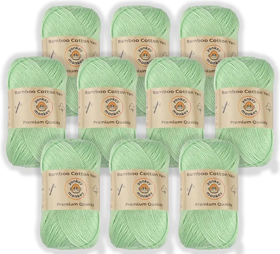 10-Pack of Yonkey Monkey 500 Grams Yarn - 70% Rayon derived from Bamboo, 30% Cotton - Imported - Water Green 9023