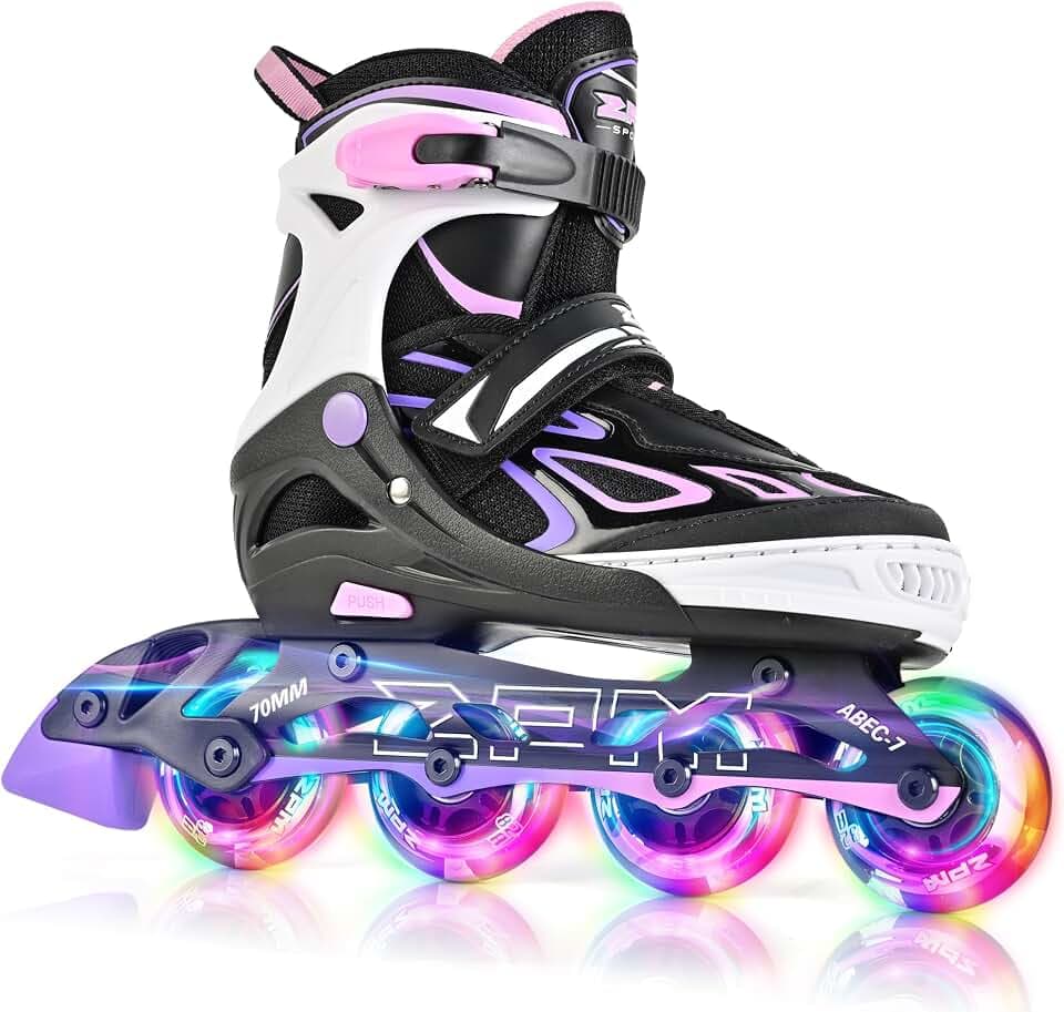 2PM SPORTS Verstellbar Inliner für Kinder, Leucht Inline Skates Rollschuhe für Damen/Herren