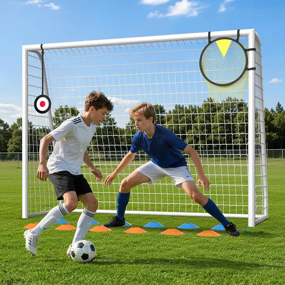 HOPERAN 8×6FT Soccer Goal for Backyard, Heavy Duty Steel Frame