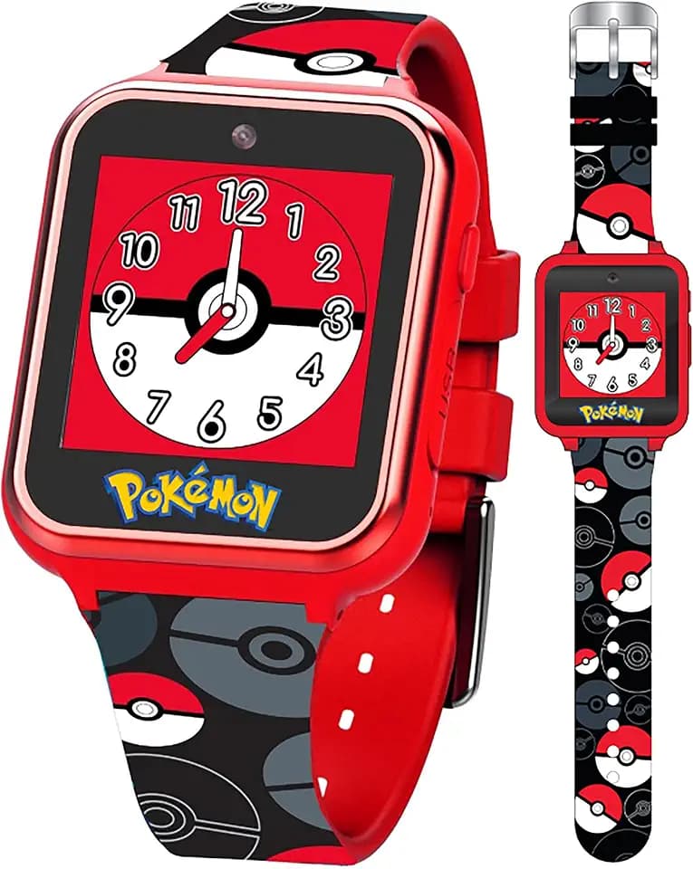 Accutime Pokemon Pokeball Touchscreen Kids Smart Watch - Red Interactive Educational Toy Watch with Camera, Alarm, Calculator for Boys & Girls - POK4230AZ