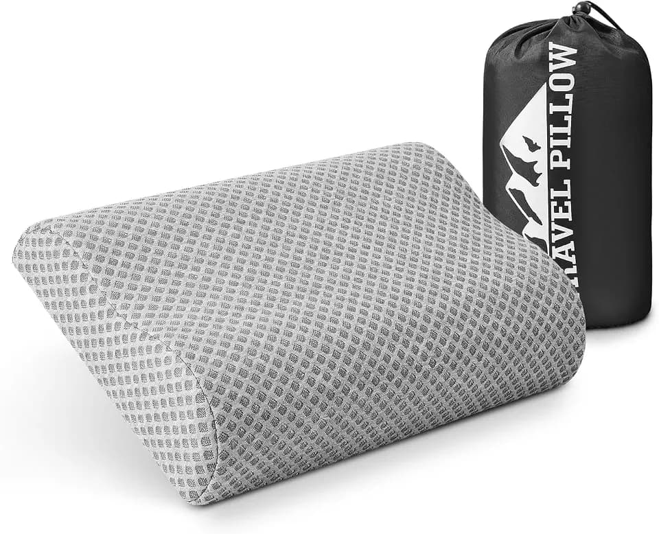 Reisekissen, Campingkissen, Wellenförmiges Nackenkissen, komprimierbares, mittelfestes Memory-Schaum-Kissen, Ideal für Reisen, Camping, Schlafzimmer und Büro (Hellgrau, 45 x 30 cm)