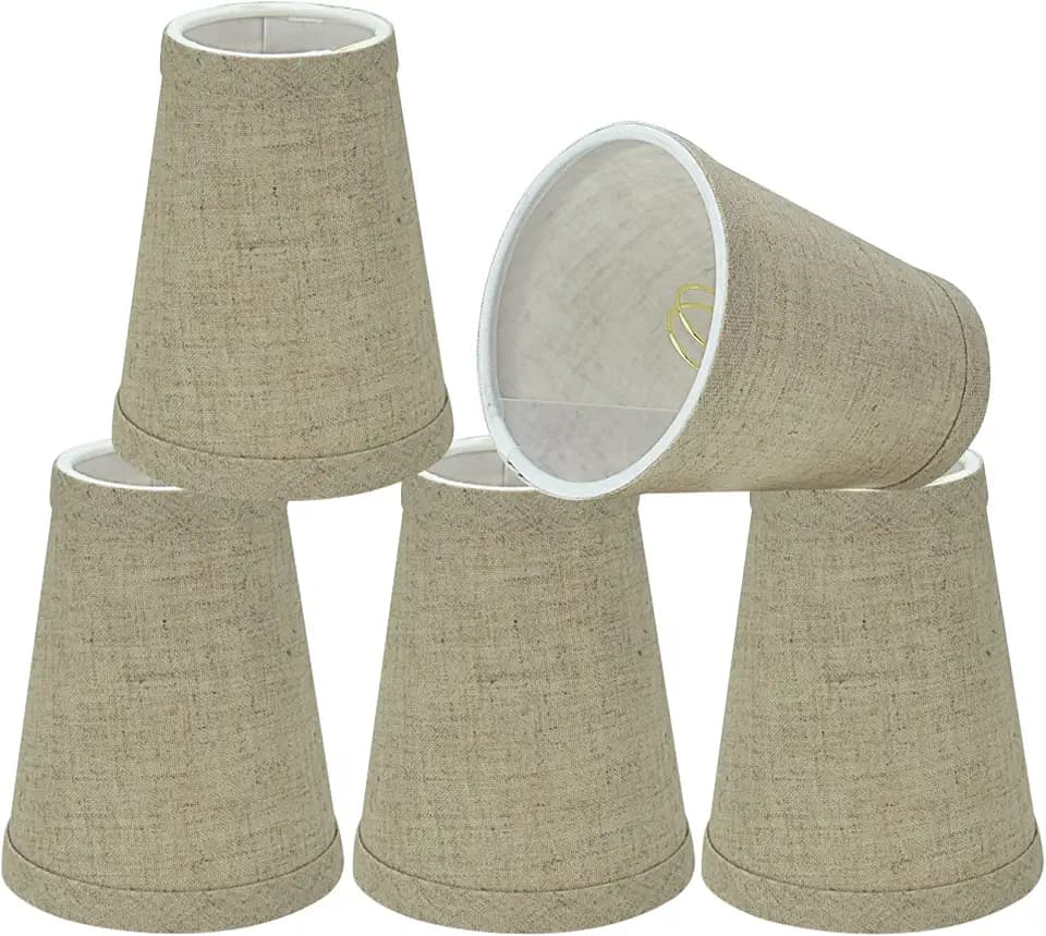 Aspen Creative 32665-5B Small Hardback Empire Shape Chandelier Clip-On Lamp Shade Set (5 Pack), Transitional Design in Wheat in Flaxen, 4" bottom width (2 1/2" x 4" x 5")