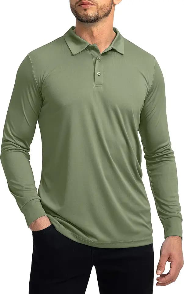 G Gradual Men's Golf Polo Shirts Long Sleeve Sun Protection Shirts UPF 50+