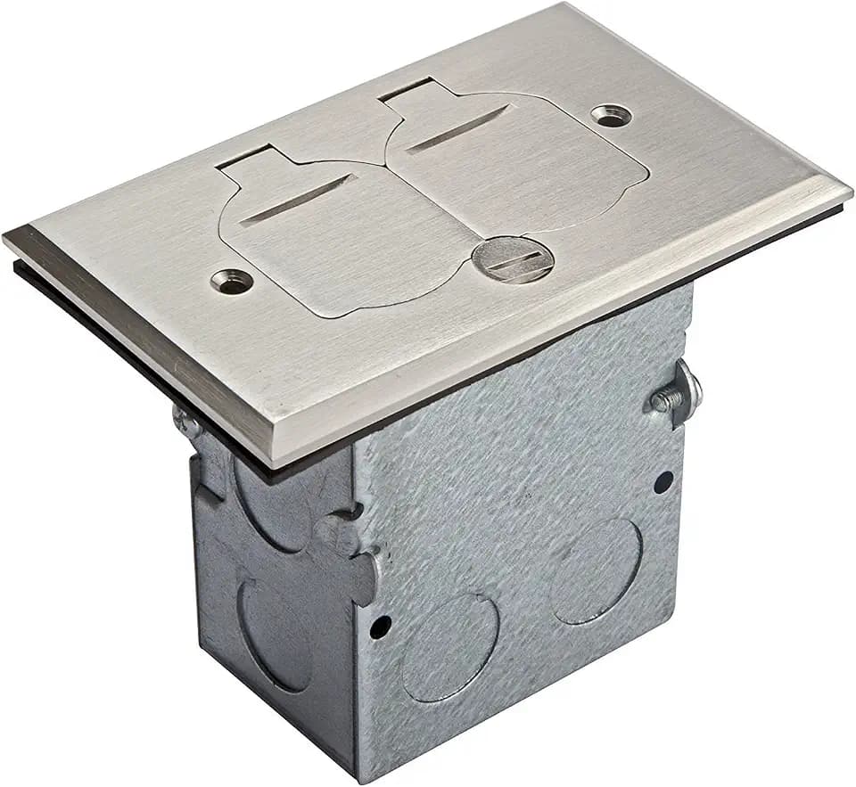 ENERLITES Flip Lid Floor Box Kit, 20A Duplex, Nickel-Plated Brass