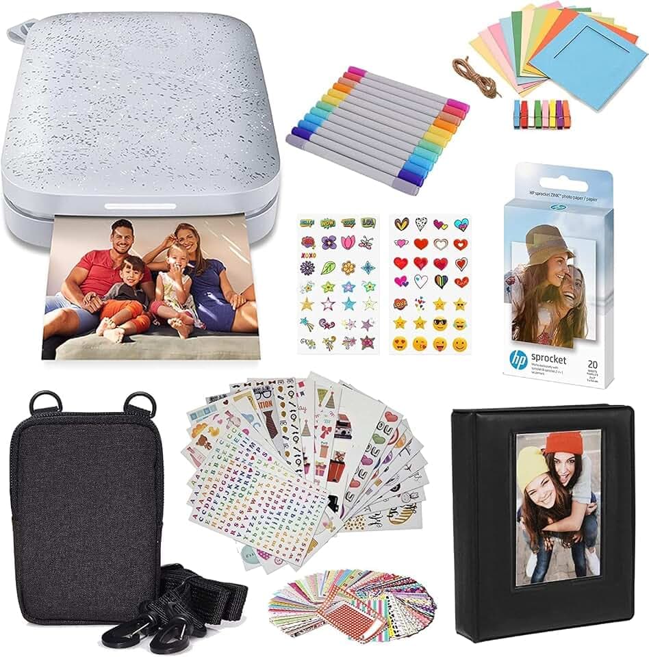 HP Sprocket tragbarer Instant-Fotodrucker, 5,1 x 7,6 cm, (Weiß) Starterpaket
