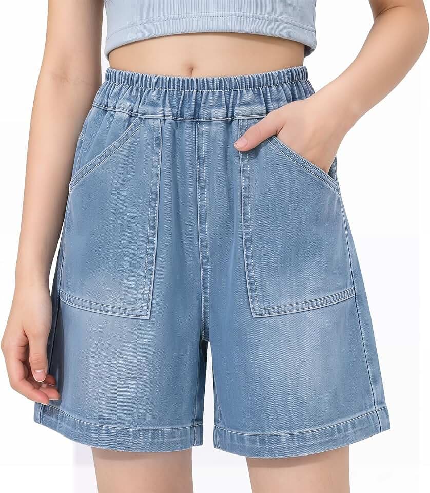 Jeans Short Mädchen Wide Leg Denim Hose Kurze Jeanshose, Gr.122-170