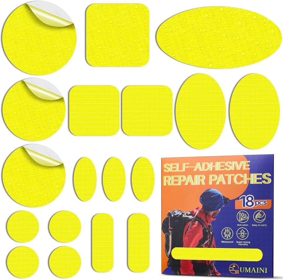 Daunenjacke Flicken Reparaturset, Nylon Flicken Selbstklebend Stoff 18 Stk.