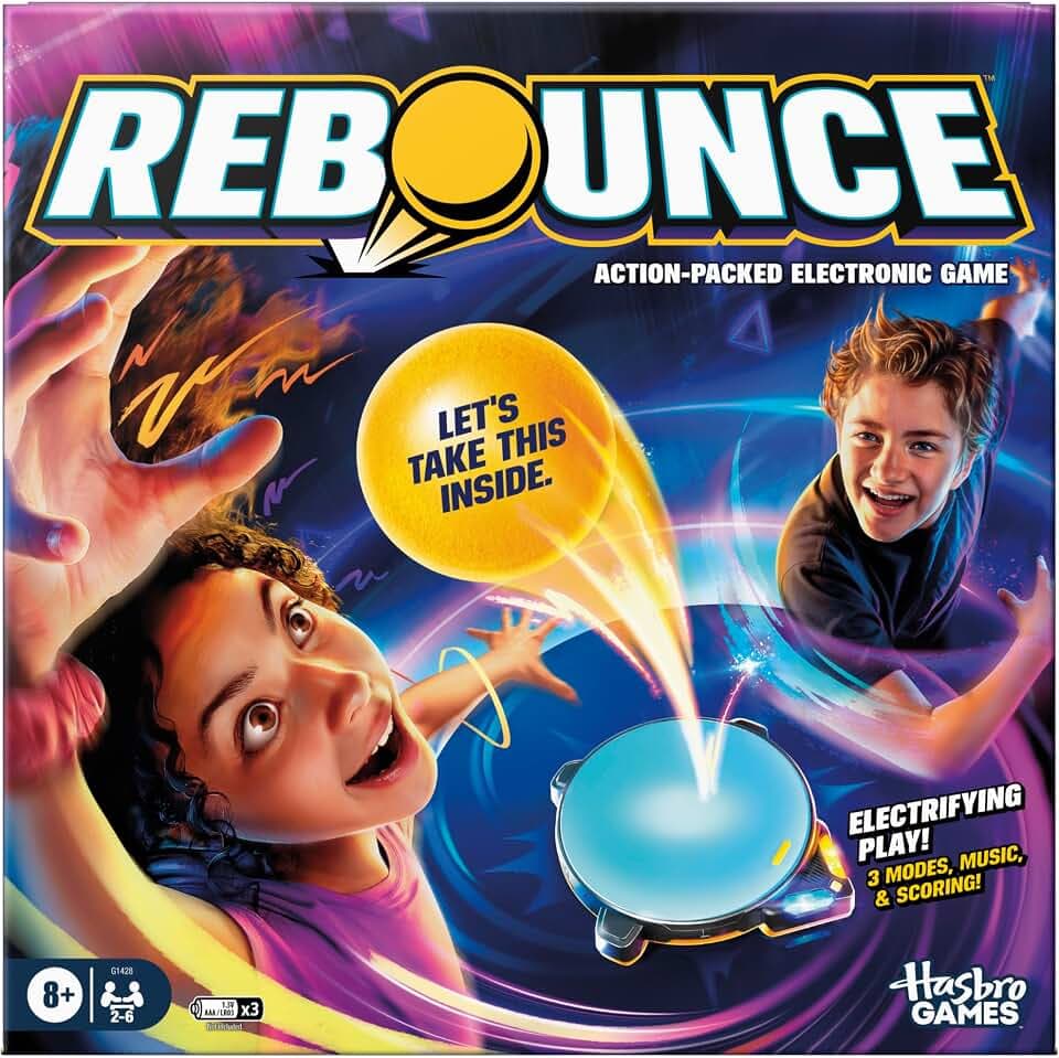 Rebounce Spiel, elektronisches Action-Spiel für drinnen und draußen, für Kinder, Jugendliche und Erwachsene, ab 8 Jahren, 2 bis 6 Spieler, 10 Minuten, Familienreisespiele