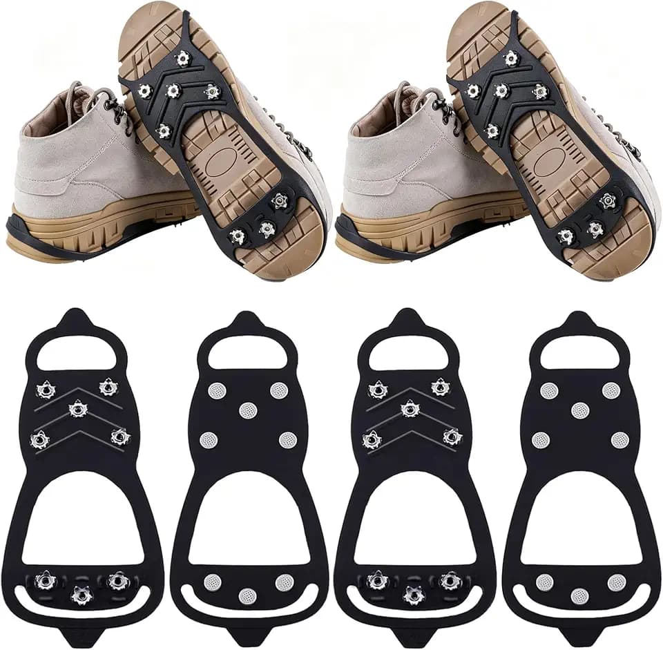 2Pairs Ice Cleats for Shoes and Boots Ice Spikes Crampons for Hiking Boots