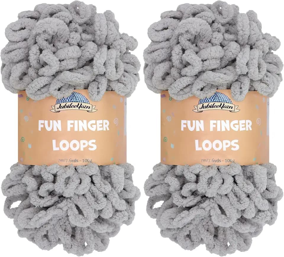 JubileeYarn Fun Finger Loops Yarn - Light Grey - 2 Skeins