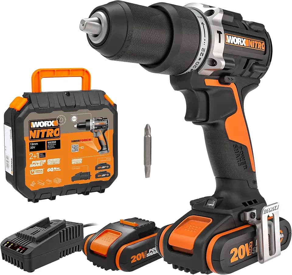 WORX WX352 Akku Schlagbohrschrauber 20V, mit 2x2Ah Akkus & Schnellladegerät