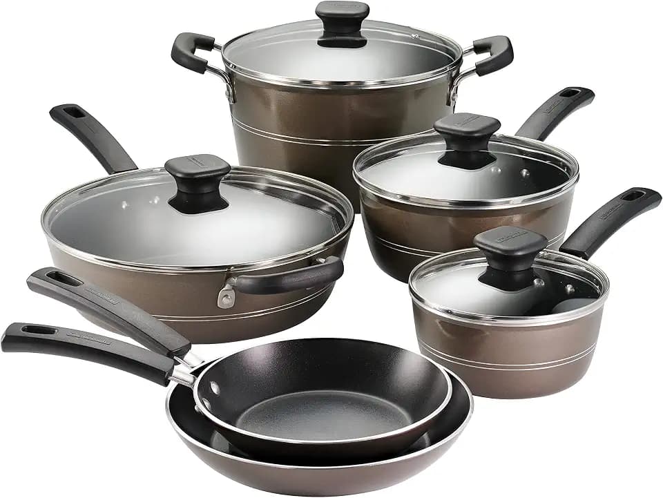 Tramontina Sicilia 10-Pc Non Stick Pots and Pans Set with Glass Lids