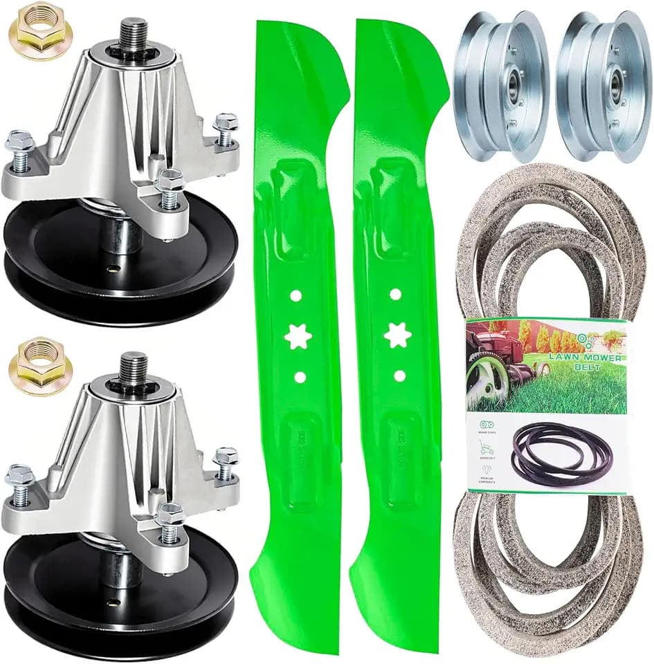 46" Deck Rebuild Kit Fit for Cub Cadet XT1-LT46 XT2-LX46 MTD Craftsman T225 T240 Troy Bilt Super Bronco 46 TB2246 Mower Include 2 Spindle 918-06977 2 Blade 742-04244 2 Idler 756-05034 1 Belt 954-05022